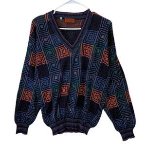 Missoni Men’s V-Neck Sweater Size 50 Multicolor Knit Cotton Italy Vintage NWOT‎